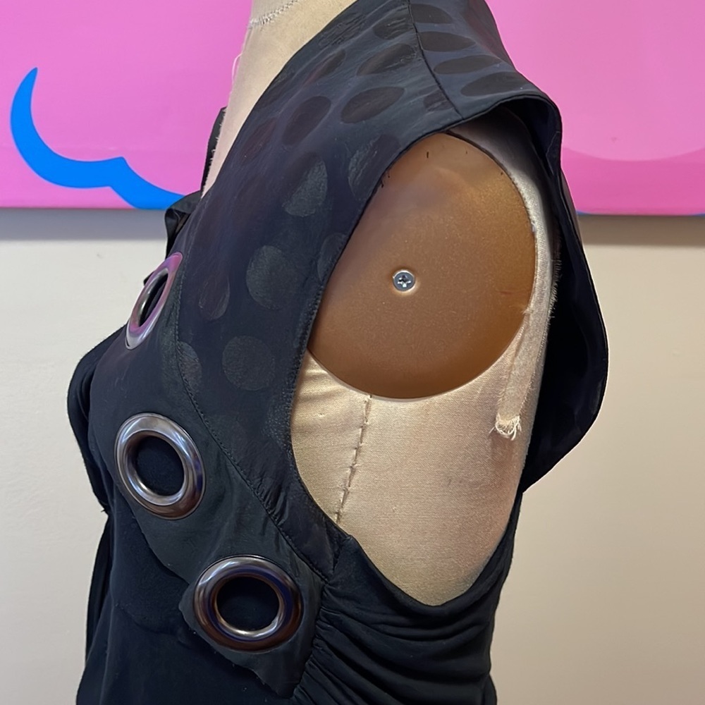 Givenchy Black Draped Jersey Grommet Blouse - Picture 10 of 14